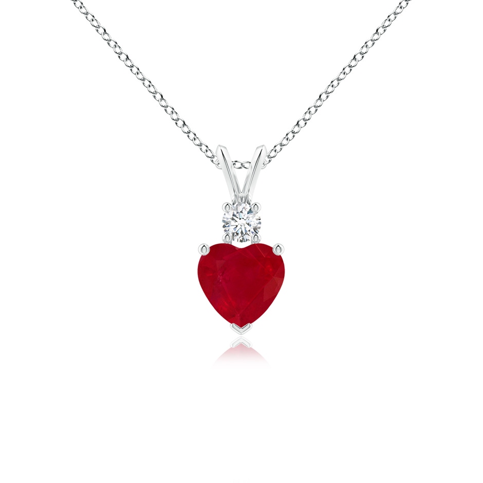 6mm AA Heart-Shaped Ruby Rabbit Ear Bale Pendant in P950 Platinum 