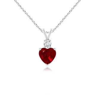 6mm AAAA Heart-Shaped Ruby Rabbit Ear Bale Pendant in P950 Platinum