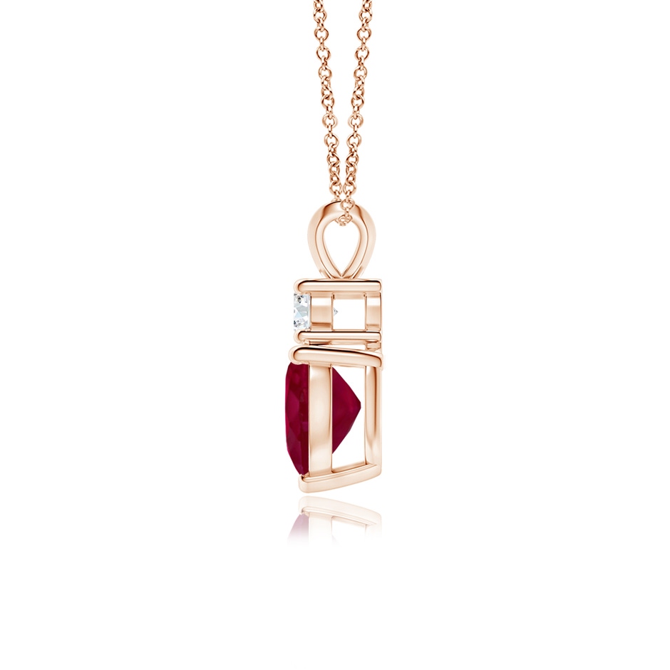 7mm A Heart-Shaped Ruby Rabbit Ear Bale Pendant in Rose Gold side-1