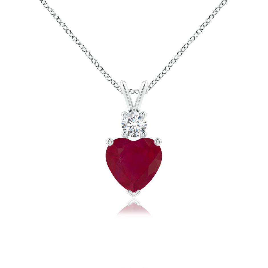 7mm A Heart-Shaped Ruby Rabbit Ear Bale Pendant in White Gold 