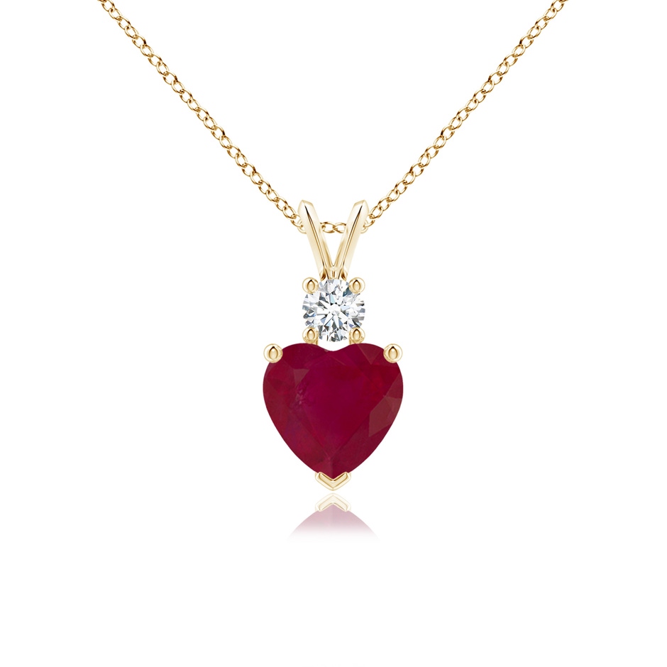7mm A Heart-Shaped Ruby Rabbit Ear Bale Pendant in Yellow Gold 