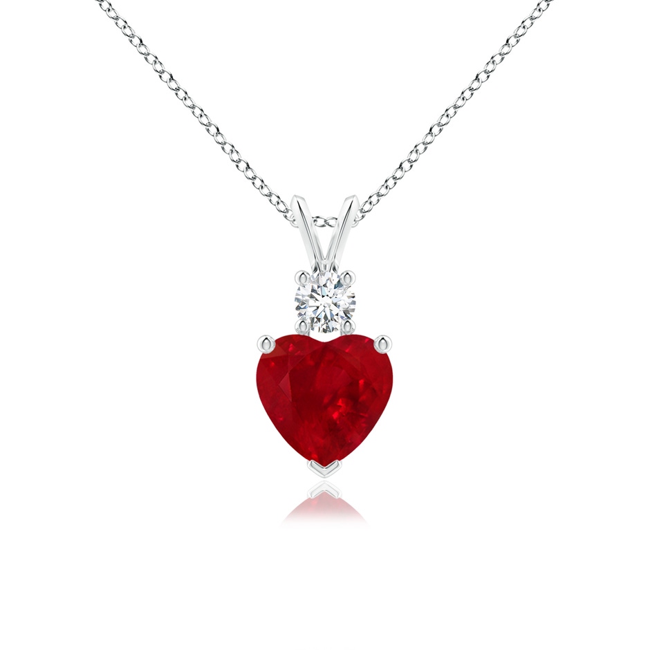 7mm AAA Heart-Shaped Ruby Rabbit Ear Bale Pendant in P950 Platinum 
