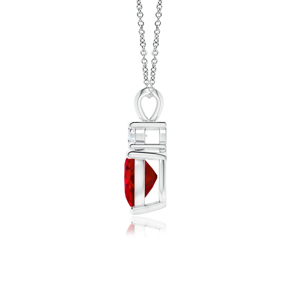 7mm AAA Heart-Shaped Ruby Rabbit Ear Bale Pendant in P950 Platinum side-1