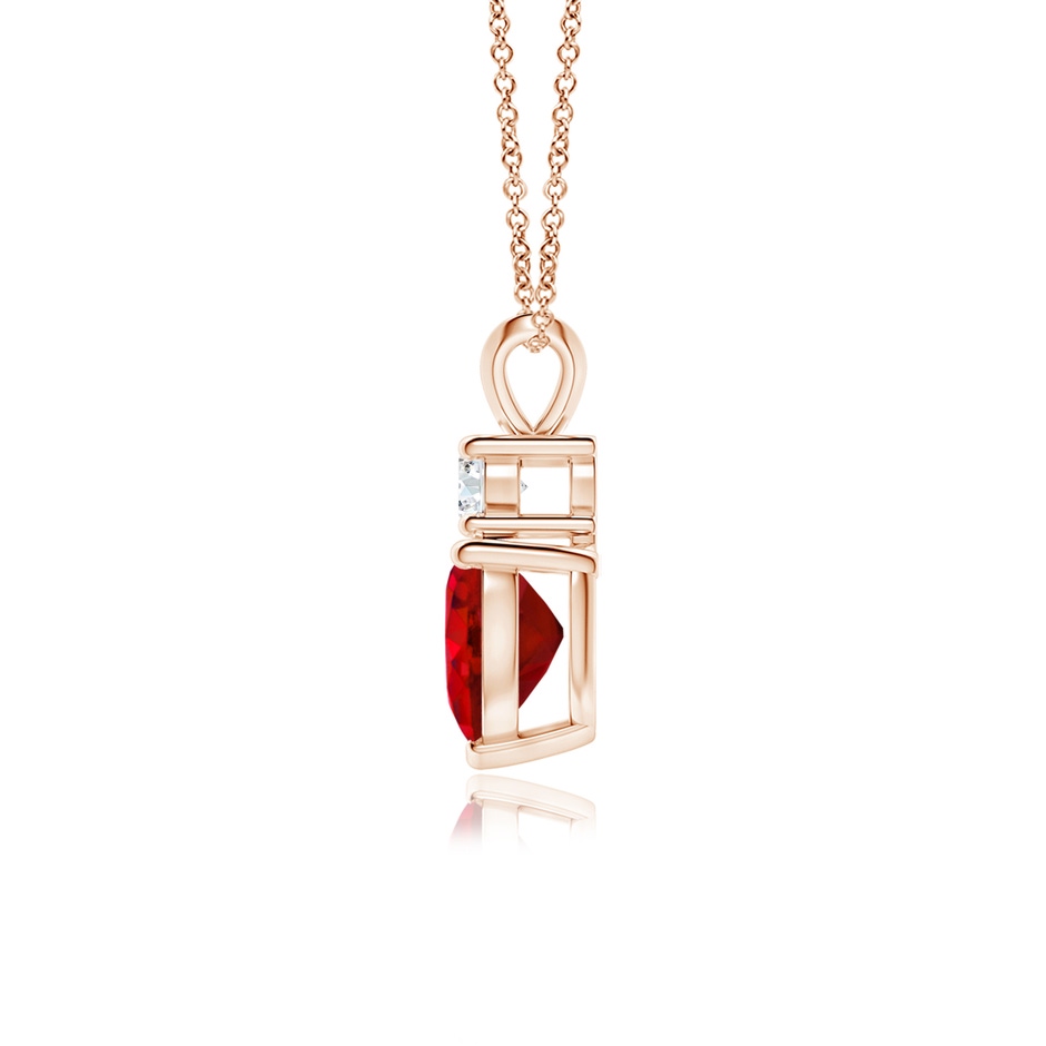 7mm AAA Heart-Shaped Ruby Rabbit Ear Bale Pendant in Rose Gold side-1