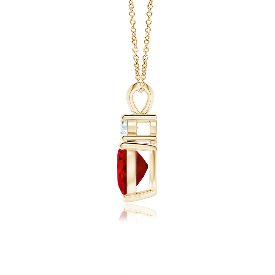 7mm AAA Heart-Shaped Ruby Rabbit Ear Bale Pendant in Yellow Gold side-1