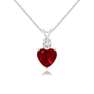 7mm AAAA Heart-Shaped Ruby Rabbit Ear Bale Pendant in P950 Platinum