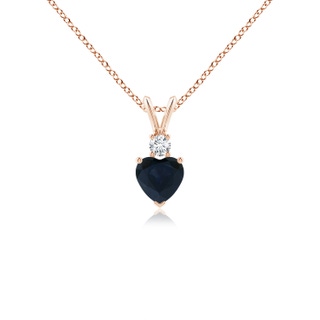 5mm A Heart-Shaped Sapphire Rabbit Ear Bale Pendant in 9K Rose Gold