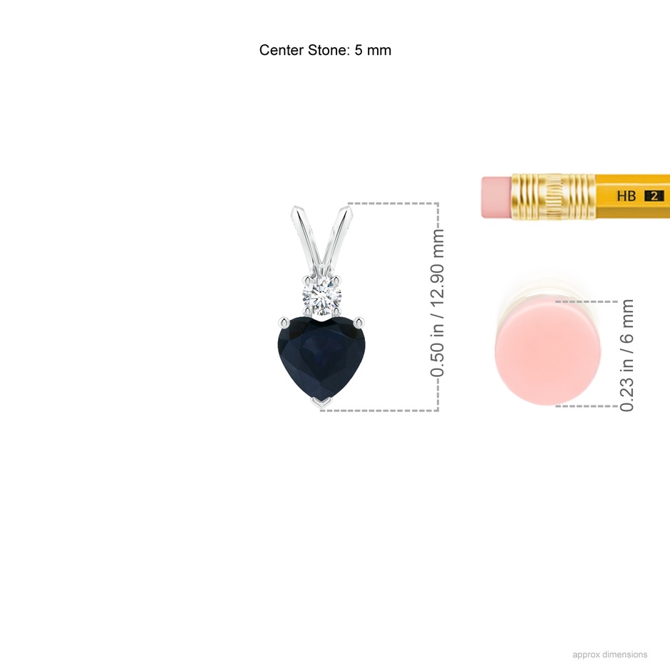 5mm A Heart-Shaped Sapphire Rabbit Ear Bale Pendant in P950 Platinum ruler