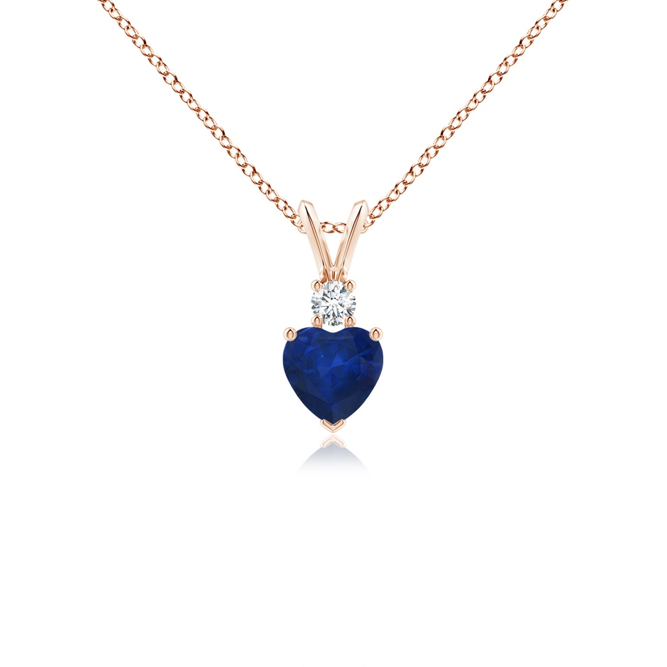 5mm AA Heart-Shaped Sapphire Rabbit Ear Bale Pendant in 9K Rose Gold 