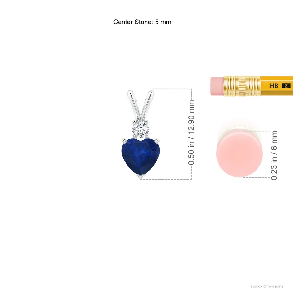 5mm AA Heart-Shaped Sapphire Rabbit Ear Bale Pendant in P950 Platinum ruler