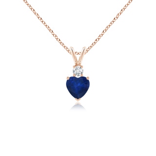 5mm AA Heart-Shaped Sapphire Rabbit Ear Bale Pendant in Rose Gold