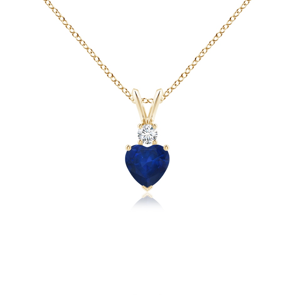 5mm AA Heart-Shaped Sapphire Rabbit Ear Bale Pendant in Yellow Gold 