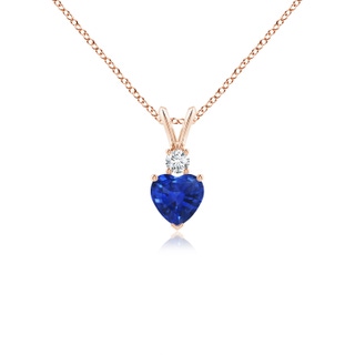 5mm AAA Heart-Shaped Sapphire Rabbit Ear Bale Pendant in 10K Rose Gold