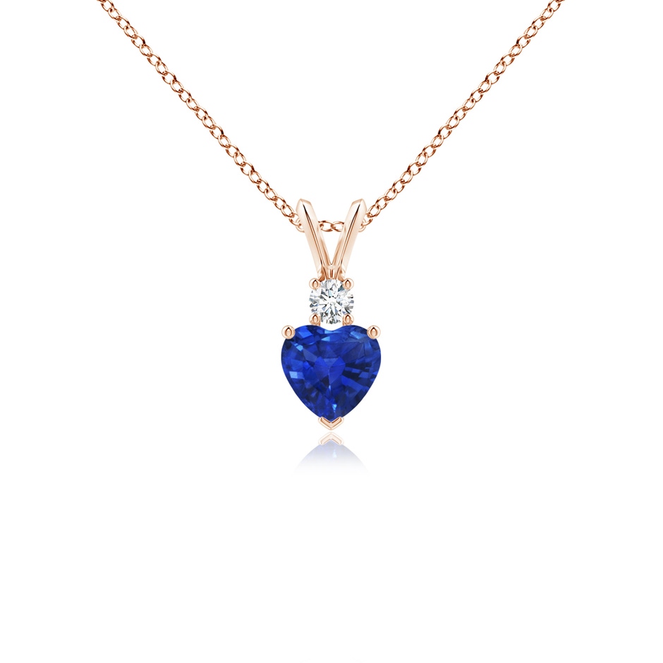 5mm AAA Heart-Shaped Sapphire Rabbit Ear Bale Pendant in 9K Rose Gold 