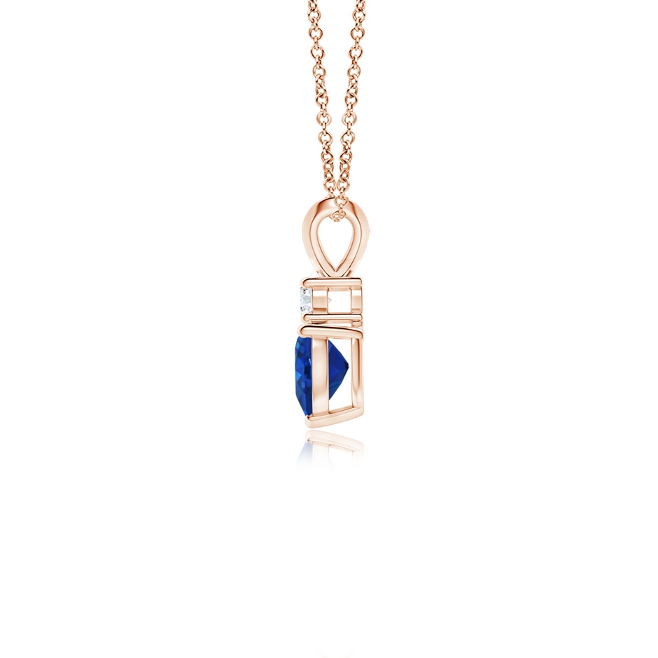 5mm AAA Heart-Shaped Sapphire Rabbit Ear Bale Pendant in 9K Rose Gold side-1