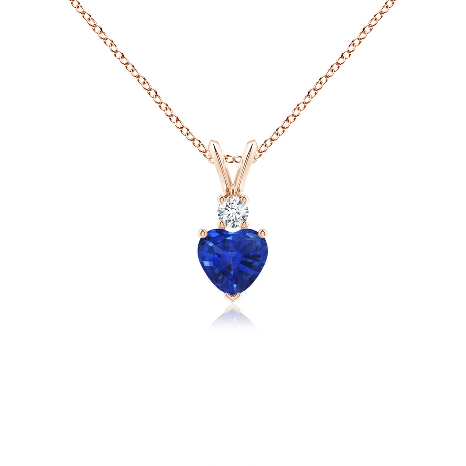 5mm AAA Heart-Shaped Sapphire Rabbit Ear Bale Pendant in Rose Gold 