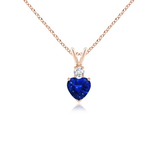 5mm AAAA Heart-Shaped Sapphire Rabbit Ear Bale Pendant in 9K Rose Gold