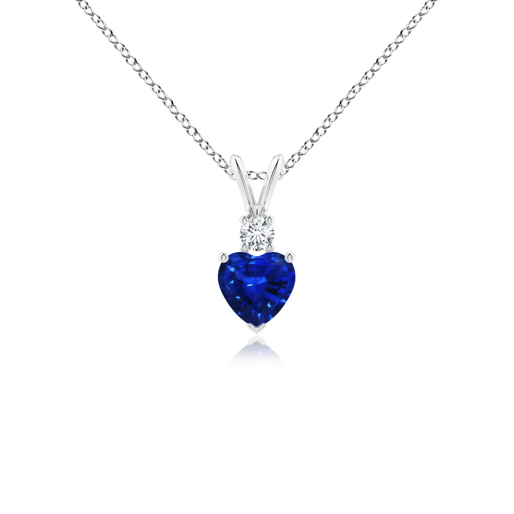 5mm AAAA Heart-Shaped Sapphire Rabbit Ear Bale Pendant in White Gold