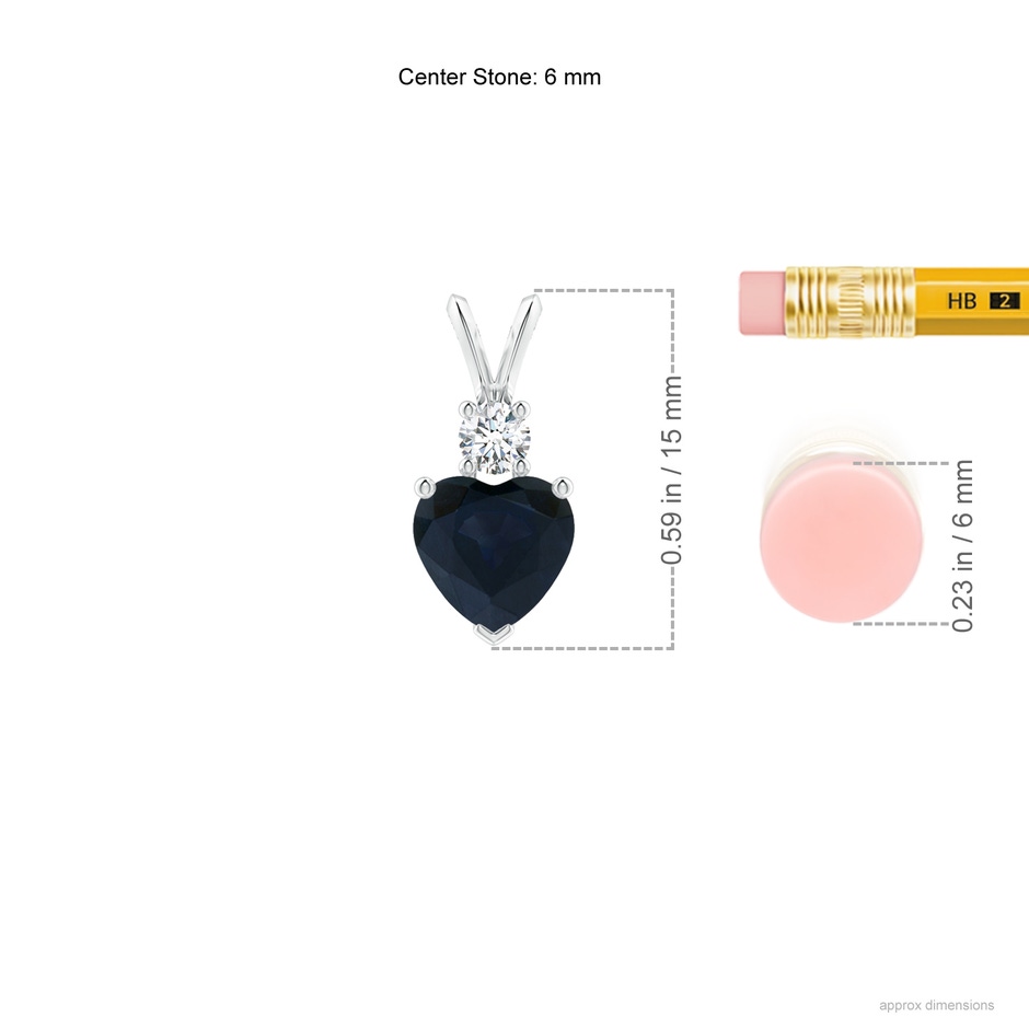 6mm A Heart-Shaped Sapphire Rabbit Ear Bale Pendant in P950 Platinum ruler