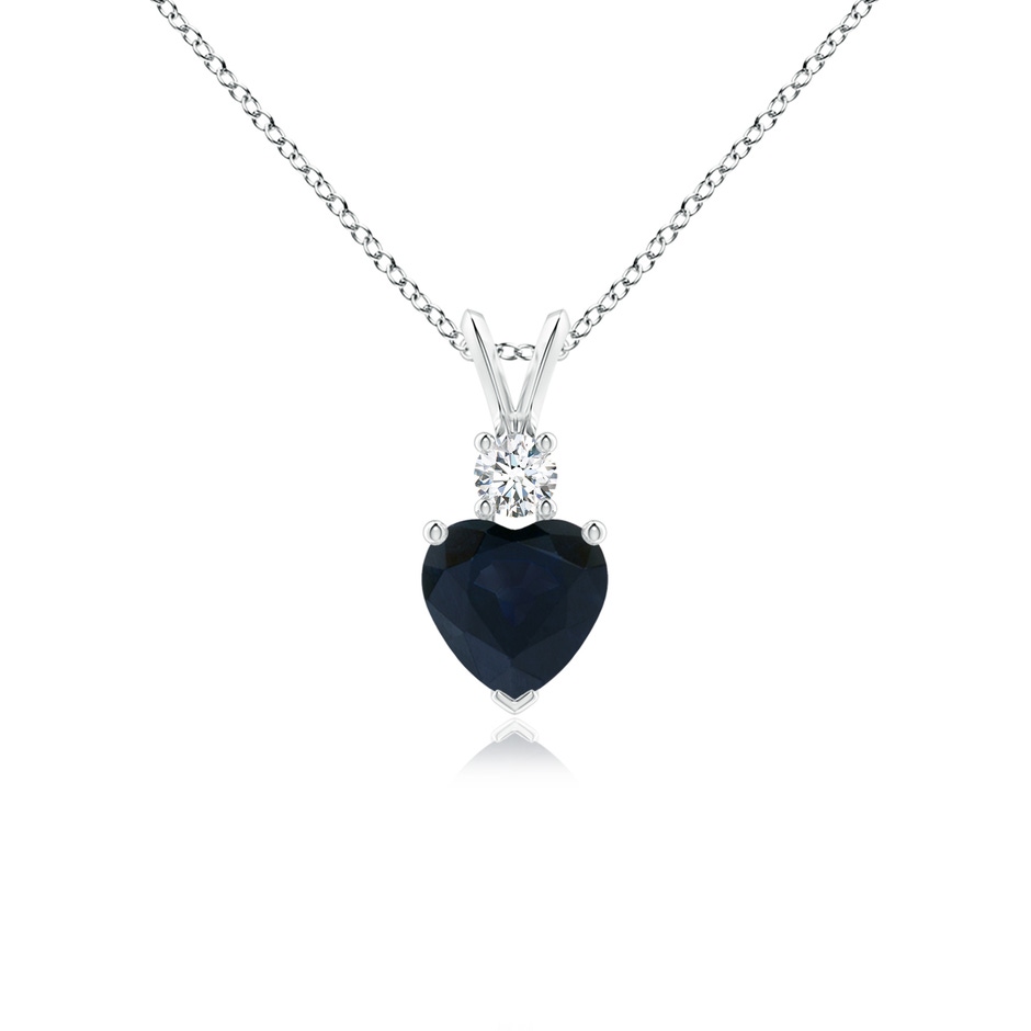 6mm A Heart-Shaped Sapphire Rabbit Ear Bale Pendant in White Gold 