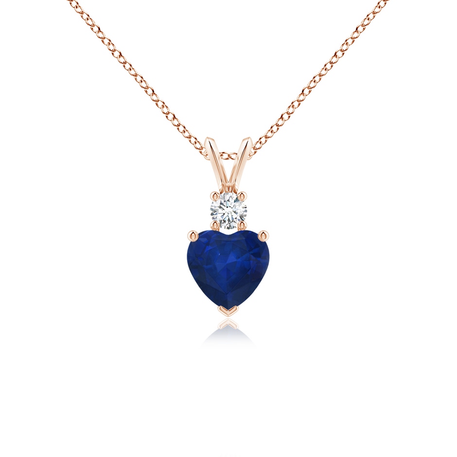 6mm AA Heart-Shaped Sapphire Rabbit Ear Bale Pendant in Rose Gold 
