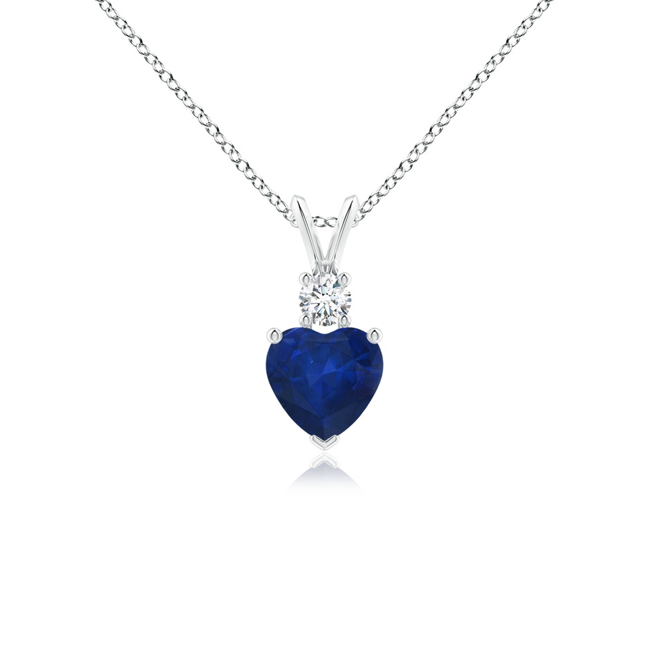 6mm AA Heart-Shaped Sapphire Rabbit Ear Bale Pendant in White Gold 