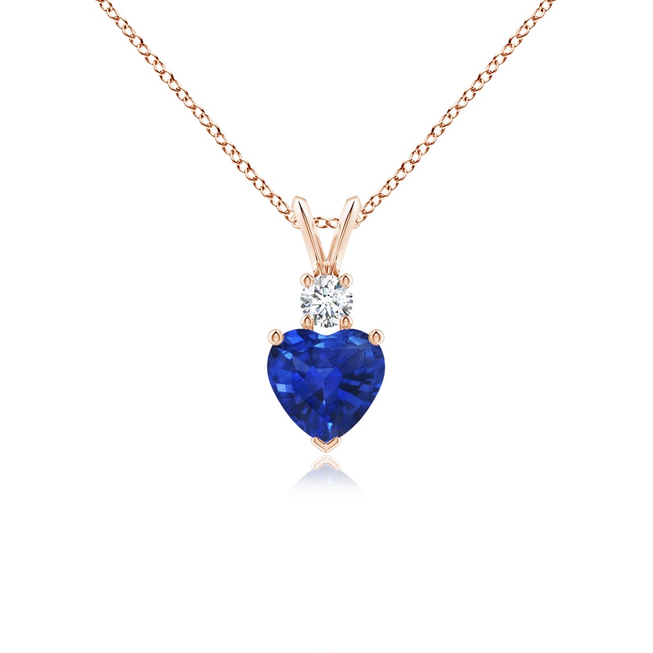 6mm AAA Heart-Shaped Sapphire Rabbit Ear Bale Pendant in Rose Gold 