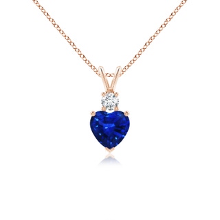 6mm AAAA Heart-Shaped Sapphire Rabbit Ear Bale Pendant in 9K Rose Gold