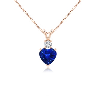 6mm AAAA Heart-Shaped Sapphire Rabbit Ear Bale Pendant in Rose Gold