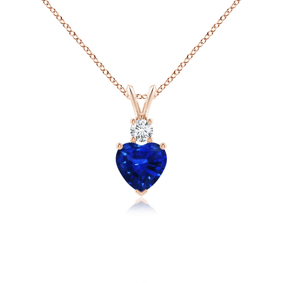 6mm AAAA Heart-Shaped Sapphire Rabbit Ear Bale Pendant in Rose Gold 