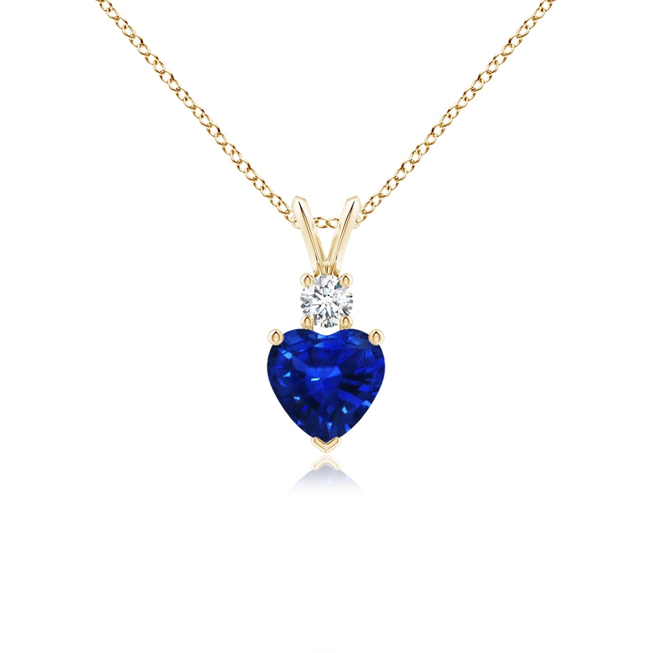 6mm AAAA Heart-Shaped Sapphire Rabbit Ear Bale Pendant in Yellow Gold 