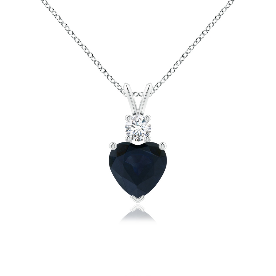 7mm A Heart-Shaped Sapphire Rabbit Ear Bale Pendant in White Gold 