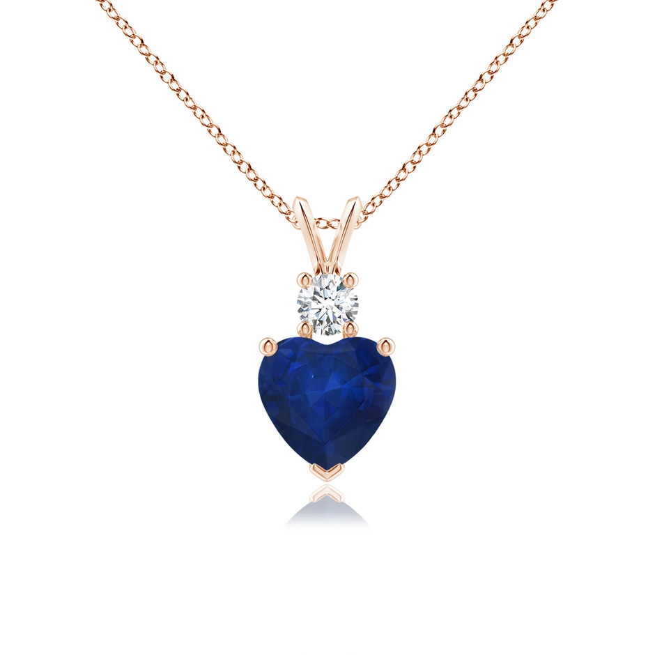 7mm AA Heart-Shaped Sapphire Rabbit Ear Bale Pendant in Rose Gold 