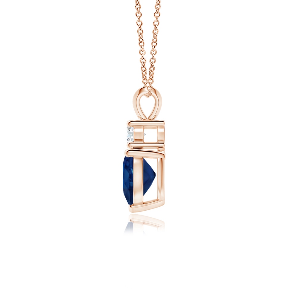 7mm AA Heart-Shaped Sapphire Rabbit Ear Bale Pendant in Rose Gold side-1
