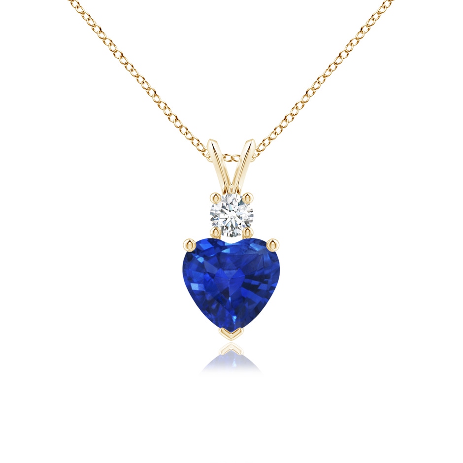 7mm AAA Heart-Shaped Sapphire Rabbit Ear Bale Pendant in 9K Yellow Gold 