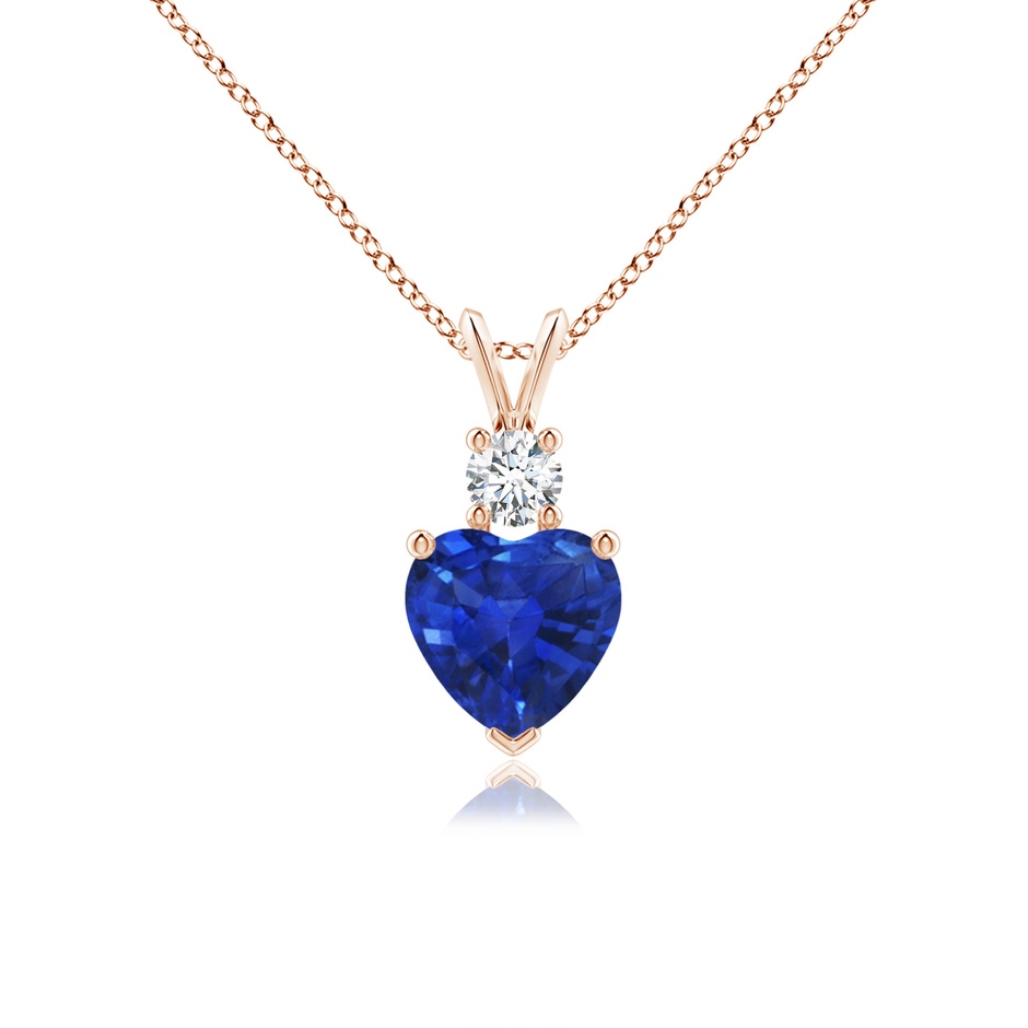 7mm AAA Heart-Shaped Sapphire Rabbit Ear Bale Pendant in Rose Gold 