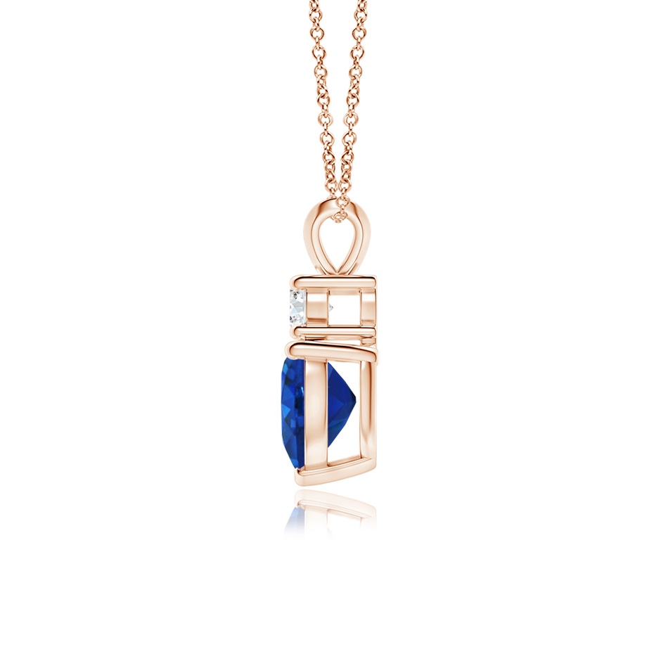 7mm AAA Heart-Shaped Sapphire Rabbit Ear Bale Pendant in Rose Gold side-1