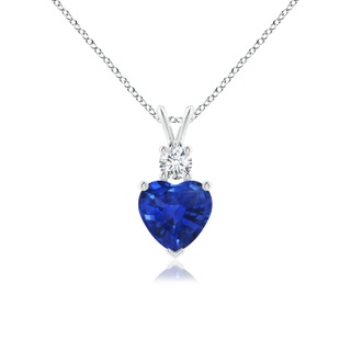 7mm AAA Heart-Shaped Sapphire Rabbit Ear Bale Pendant in White Gold