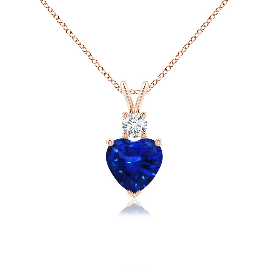 7mm AAAA Heart-Shaped Sapphire Rabbit Ear Bale Pendant in Rose Gold 