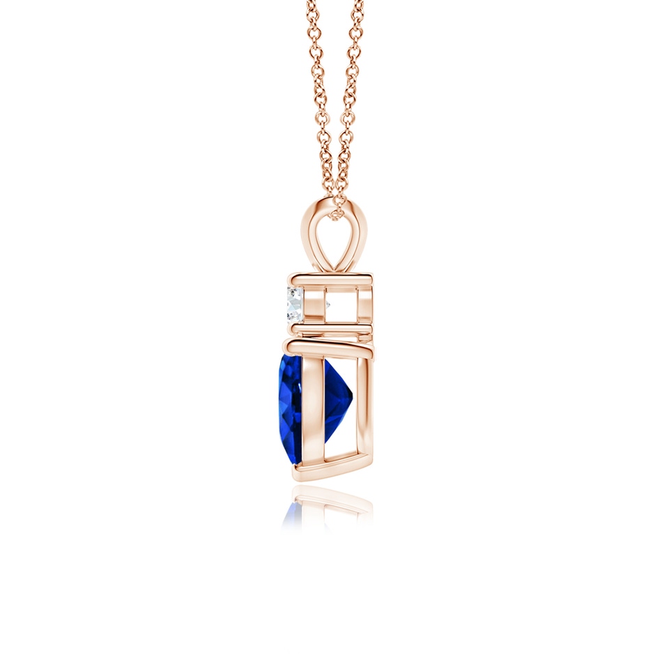 7mm AAAA Heart-Shaped Sapphire Rabbit Ear Bale Pendant in Rose Gold side-1