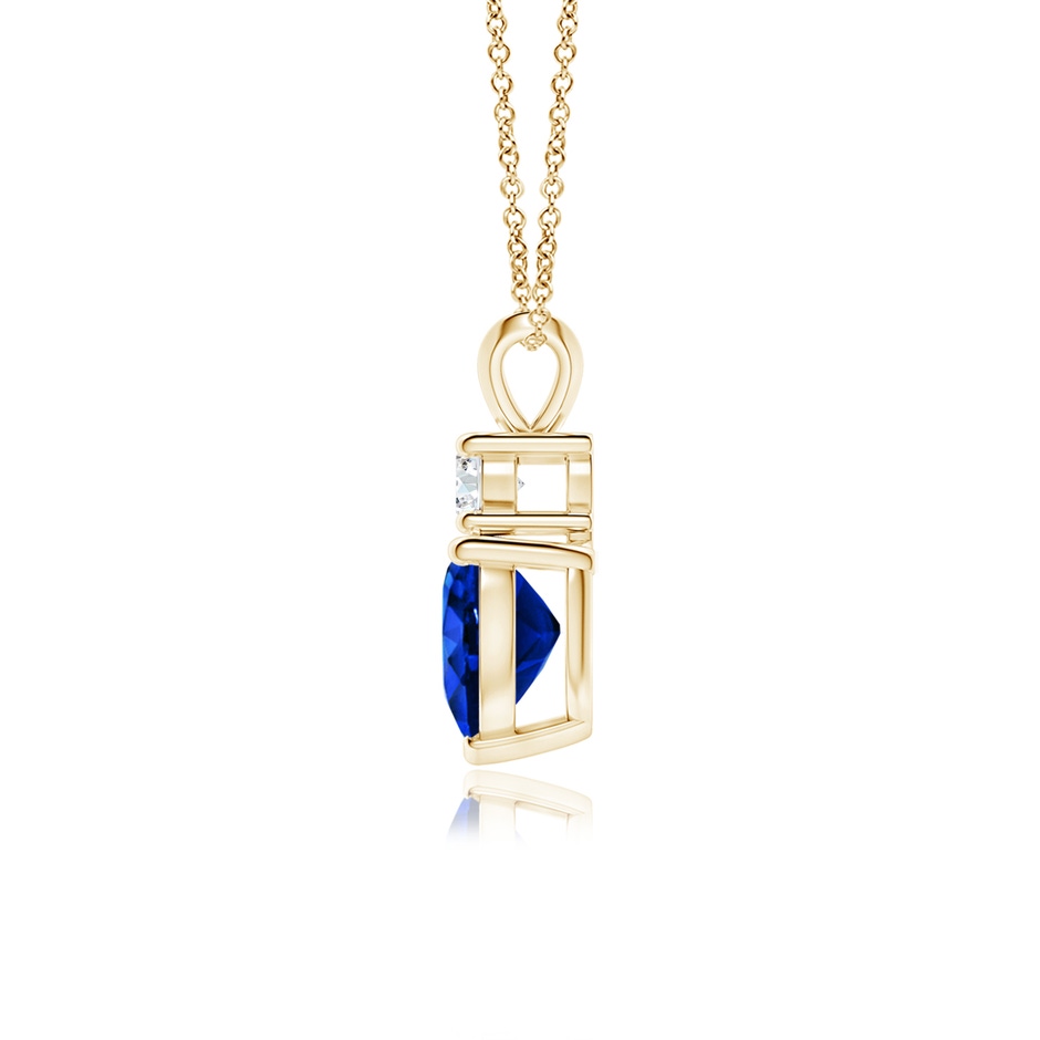 7mm AAAA Heart-Shaped Sapphire Rabbit Ear Bale Pendant in Yellow Gold side-1