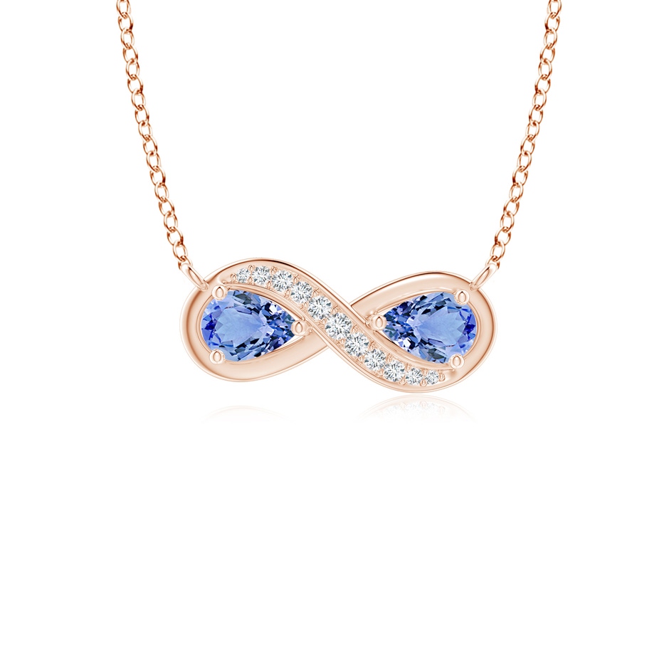 5x3mm A Pear Tanzanite Two Stone Infinity Pendant in Rose Gold 