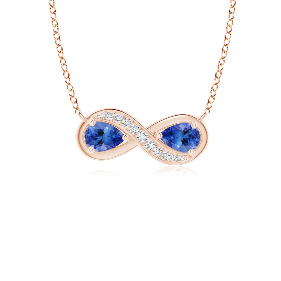 5x3mm AA Pear Tanzanite Two Stone Infinity Pendant in Rose Gold 