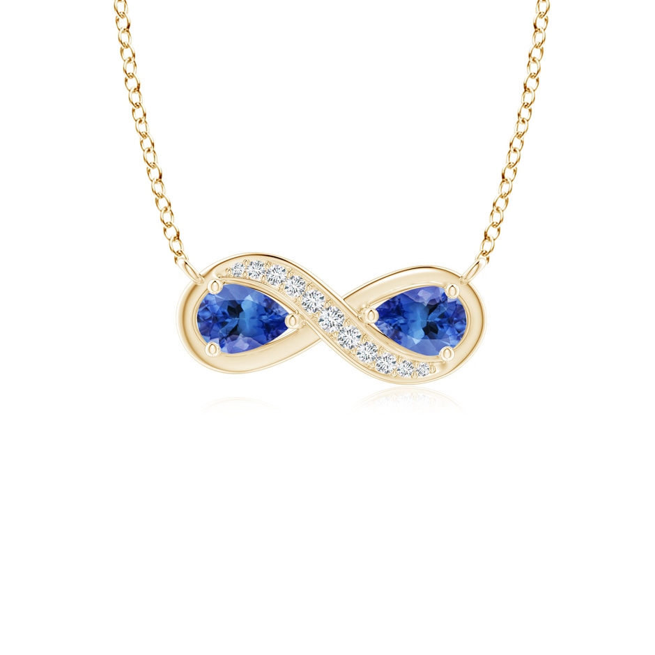 5x3mm AA Pear Tanzanite Two Stone Infinity Pendant in Yellow Gold 