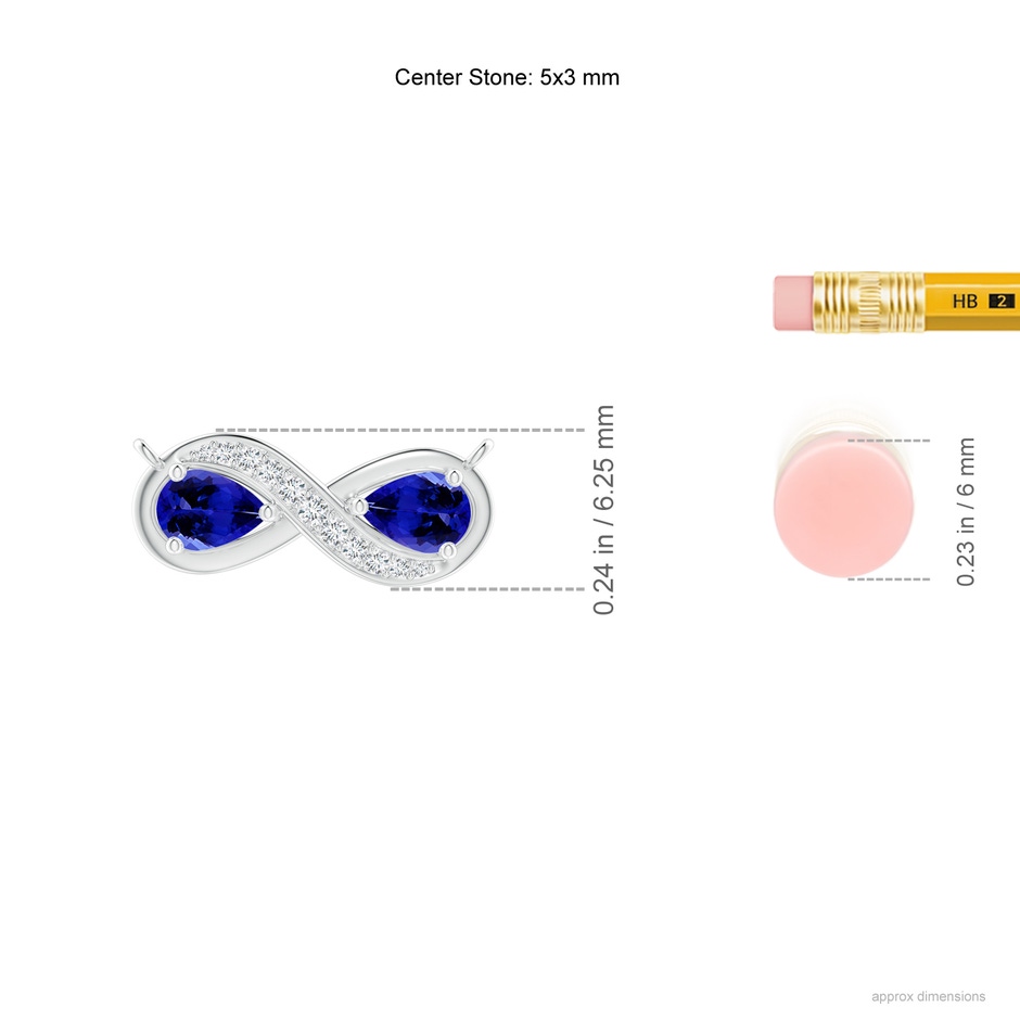 5x3mm AAAA Pear Tanzanite Two Stone Infinity Pendant in P950 Platinum ruler