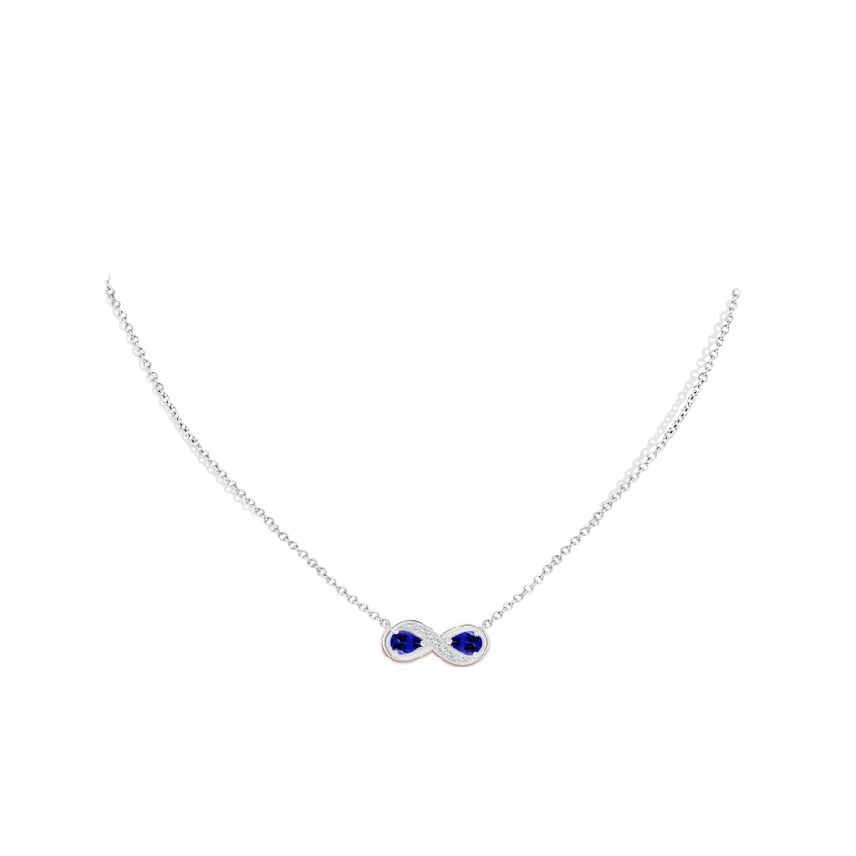 5x3mm AAAA Pear Tanzanite Two Stone Infinity Pendant in P950 Platinum body-neck