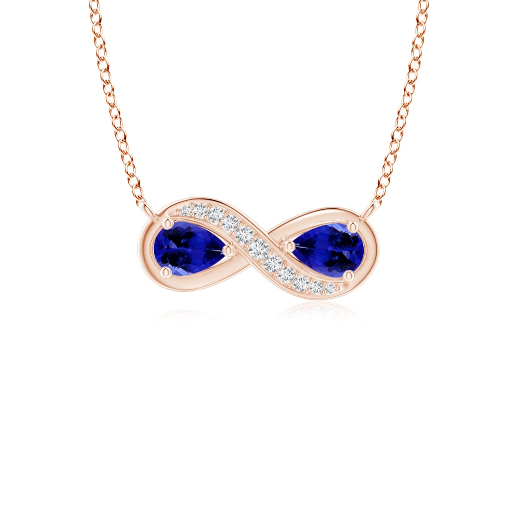 5x3mm AAAA Pear Tanzanite Two Stone Infinity Pendant in Rose Gold