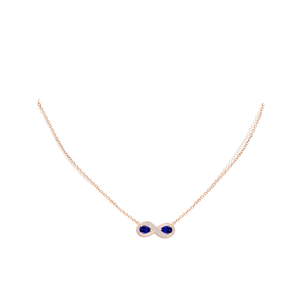 5x3mm AAAA Pear Tanzanite Two Stone Infinity Pendant in Rose Gold Body-Neck
