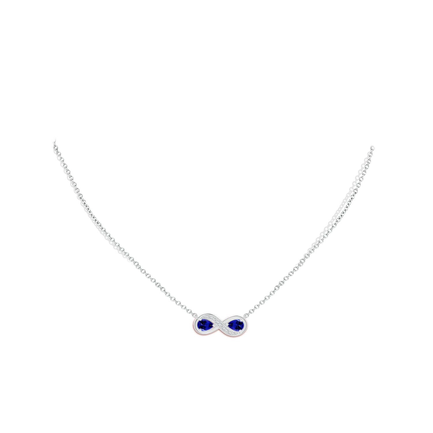 5x3mm AAAA Pear Tanzanite Two Stone Infinity Pendant in White Gold - body_neck