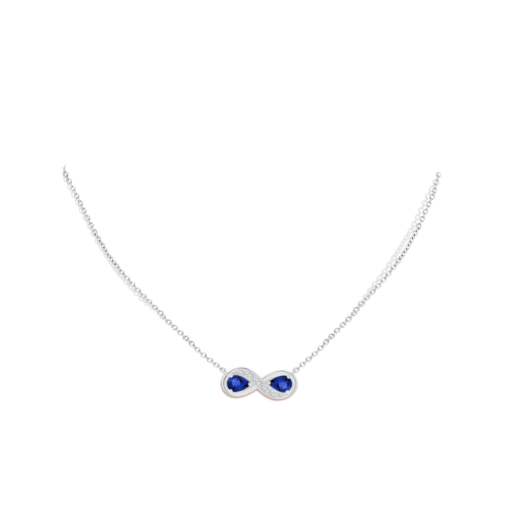 6x4mm AAA Pear Tanzanite Two Stone Infinity Pendant in White Gold Body-Neck